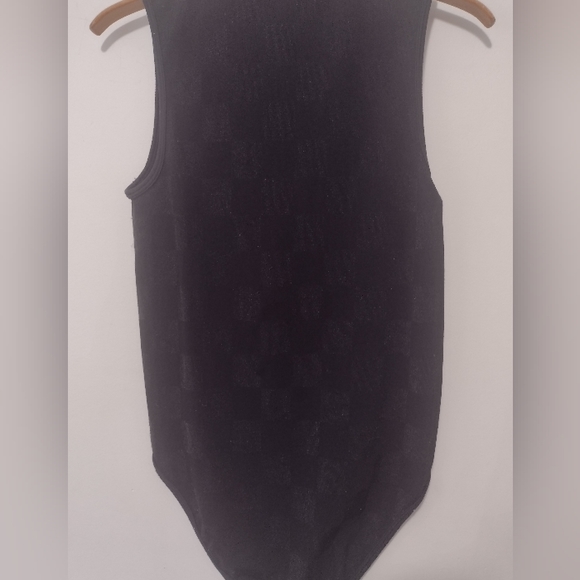 🌟SOLD🌟Forever 21 Black Checker Stretchy Turtle Neck Sleeveless Body Suit L - Picture 5 of 5